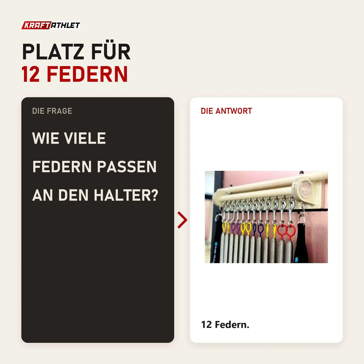 Frage und Antwort zu Elina Pilates Spring Hanger Federhalter: Wie viele Federn passen an den Halter?