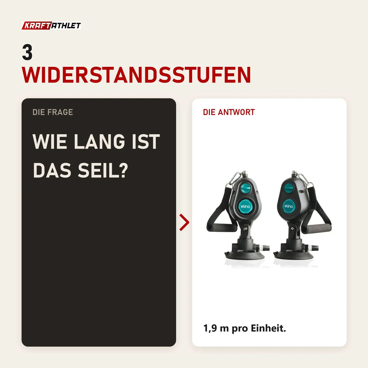 Frage und Antwort zu Elina Pilates Training Cord Widerstandstrainer: Wie lang ist das Seil?