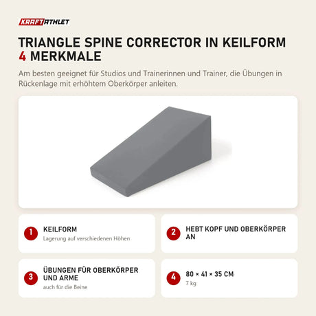 Elina Pilates Triangle Spine Corrector in Keilform mit 4 Merkmalen: Keilform, Hebt Kopf und Oberkörper an, Übungen für Oberkörper und Arme, 80 × 41 × 35 cm