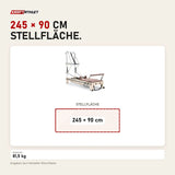 Maßbild Elina Pilates Twin Reformer aus Ahornholz: Stellfläche 245 × 90 cm