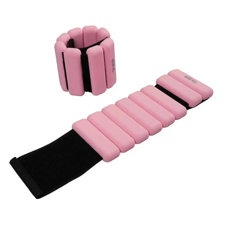 Elina Pilates verstellbare Gewichte 0,5 kg für Handgelenk und Knöchel in Rosa, ein Band offen und eins geschlossen