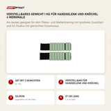 Elina Pilates verstellbares Gewicht 1 kg für Handgelenk und Knöchel mit 4 Merkmalen: Set mit 2 Gewichten, Verstellbar für Handgelenk und Knöchel, Silikon, 27 cm lang