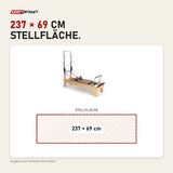 Maßbild Elina Pilates Wooden Reformer Fisio mit Tower: Stellfläche 237 × 69 cm