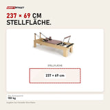 Maßbild Elina Pilates Wooden Reformer Physio aus Rock-Ahorn: Stellfläche 237 × 69 cm