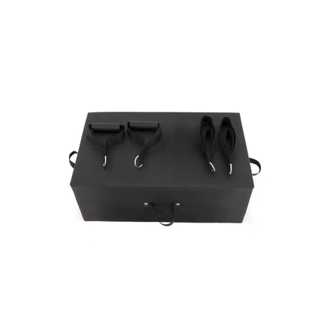 Elina Pilates Wooden Reformer Physio aus Rock-Ahorn mit schwarzer Box und Schlaufen, Draufsicht