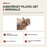 Elina Pilates Zubehörset Pilates-Set mit 4 Merkmalen: Ring und Widerstandsbänder, Hanteln und Ball, Rolle und Matte, Alle Teile in passender Farbe