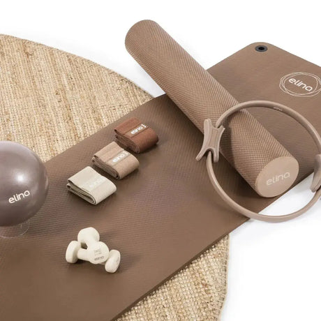 Elina Pilates Zubehörset Pilates-Set, Set in Elfenbein mit Matte, Ring, Rolle, Ball und Gewichten