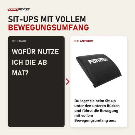 Frage und Antwort zu Force USA Ab Mat Bauchmuskelkissen: Wofür nutze ich die Ab Mat?