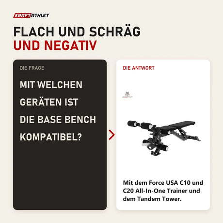 Frage und Antwort zu Force USA Base Bench FID-Bank: Mit welchen Geräten ist die Base Bench kompatibel?