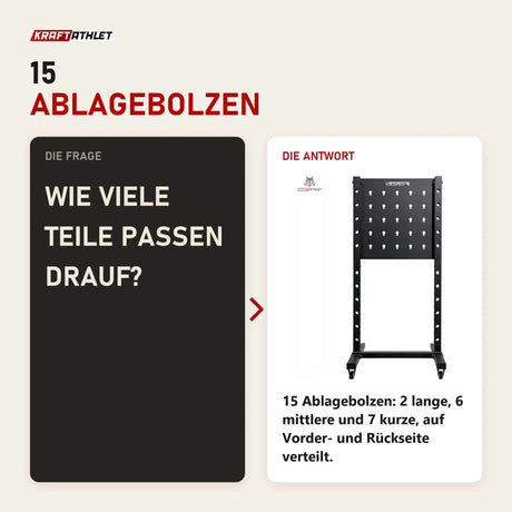 Frage und Antwort zu Force USA Base Storage Rack: Wie viele Teile passen drauf?