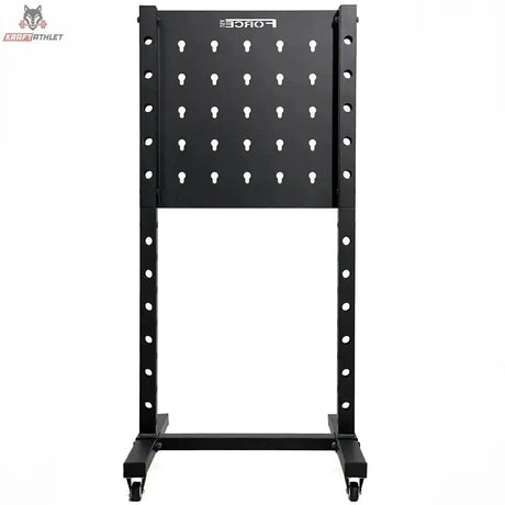 Force USA Base Storage Rack Frontansicht der Lochplatte mit Rollen