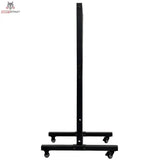 Force USA Base Storage Rack in Seitenansicht mit schmalem Profil und Rollen