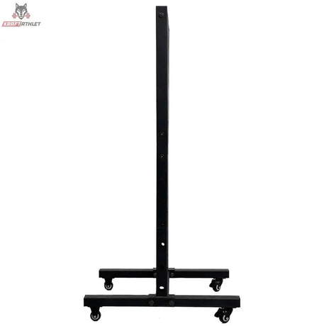 Force USA Base Storage Rack in Seitenansicht mit schmalem Profil und Rollen