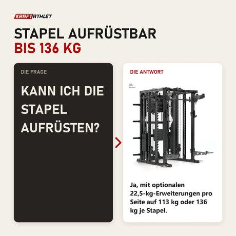Frage und Antwort zu Force USA C20 All-In-One Trainer: Kann ich die Stapel aufrüsten?