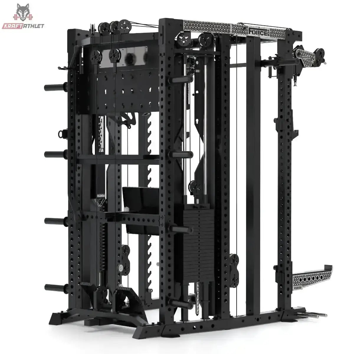 Force USA C20 All-In-One Trainer – Schrägansicht von hinten mit Kabelzügen