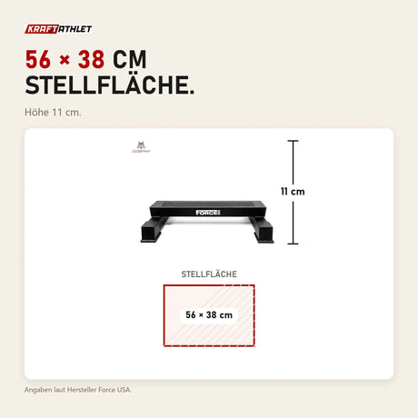 Maßbild Force USA Calf Block: Stellfläche 56 × 38 cm, Höhe 11 cm