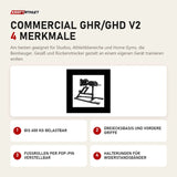 Force USA Commercial GHR/GHD V2 mit 4 Merkmalen: Bis 600 kg belastbar, Dreiecksbasis und vordere Griffe, Fußrollen per Pop-Pin verstellbar, Halterungen für Widerstandsbänder