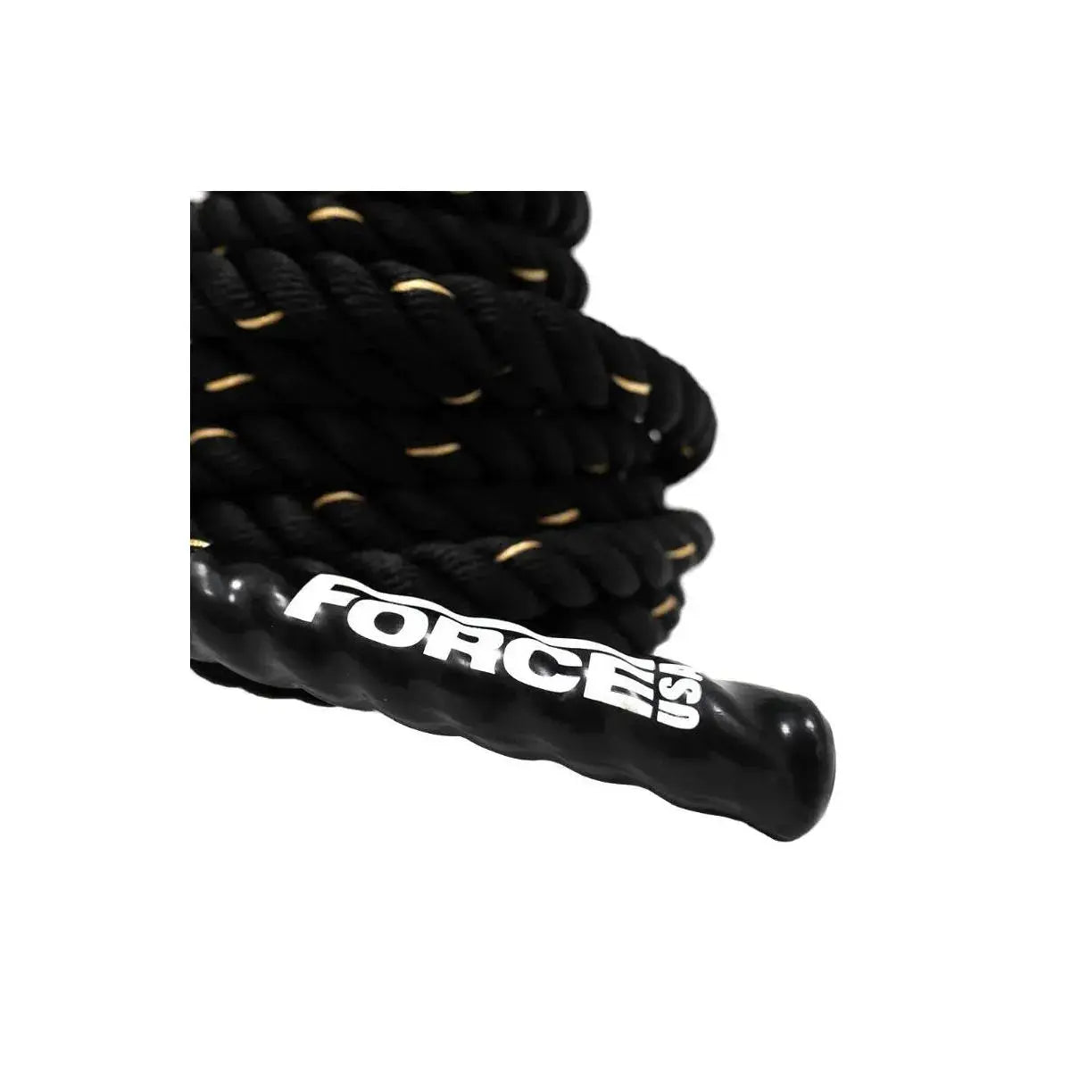 Force USA 15m Battle Rope – robust training rope with rubber caps for intensive full-body training.
