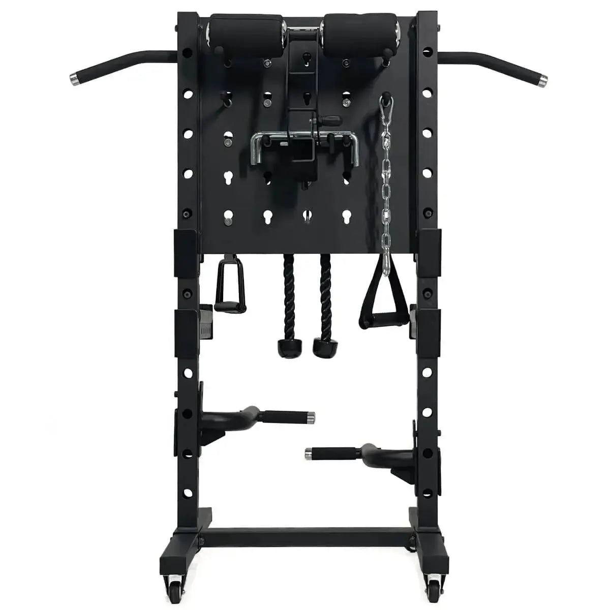 Force USA Base Storage Rack – versatile storage rack with pegboard design and transport wheels.
