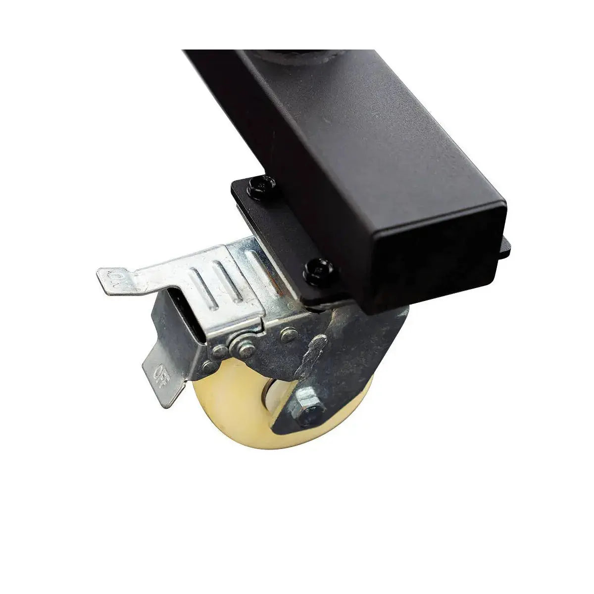 Force USA Bumper and Olympic Plate Rack – sturdy storage rack with transport wheels and chrome-plated brackets.
