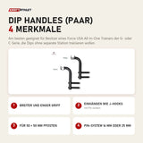 Force USA Dip Handles (Paar) mit 4 Merkmalen: Breiter und enger Griff, Einhängen wie J-Hooks, Für 50 × 50 mm Pfosten, Pin-System 16 mm oder 25 mm