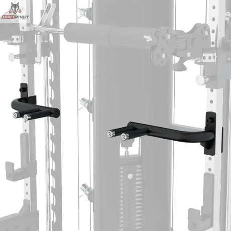 Force USA Dip Handles (Paar), montiert an den Streben eines Racks
