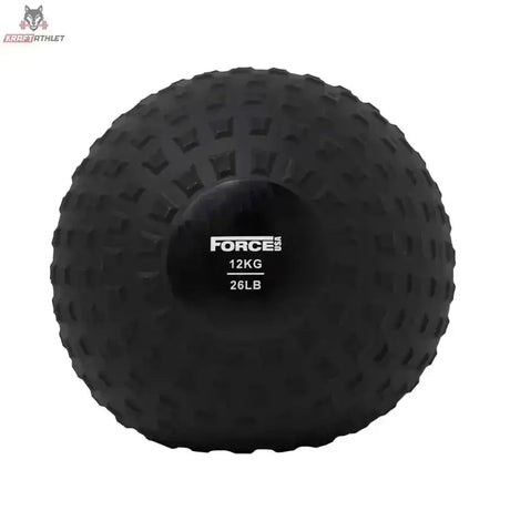 Force USA Elite Slam Ball 8 kg, Variante 12 kg in Schwarz, Frontansicht mit Gewichtsaufdruck