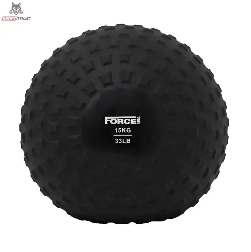 Force USA Elite Slam Ball 8 kg, Variante 15 kg in Schwarz, Frontansicht mit Gewichtsaufdruck