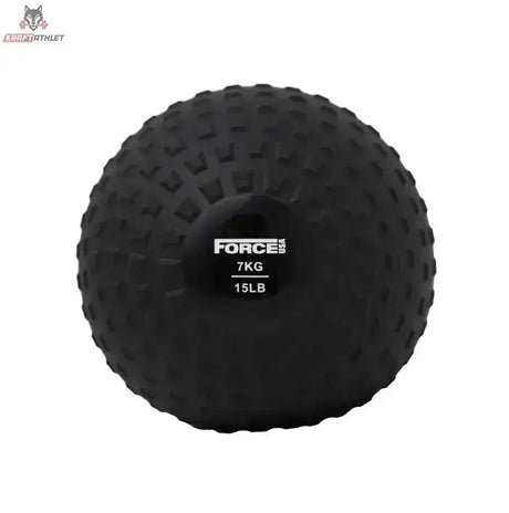Force USA Elite Slam Ball 8 kg, Variante 7 kg in Schwarz, Frontansicht mit Gewichtsaufdruck