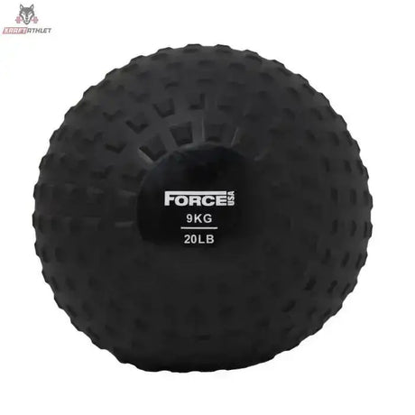Force USA Elite Slam Ball 8 kg, Variante 9 kg in Schwarz, Frontansicht mit Gewichtsaufdruck