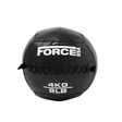 Force USA Elite Wall Ball, Frontansicht des schwarzen Balls mit Logo und Nähten