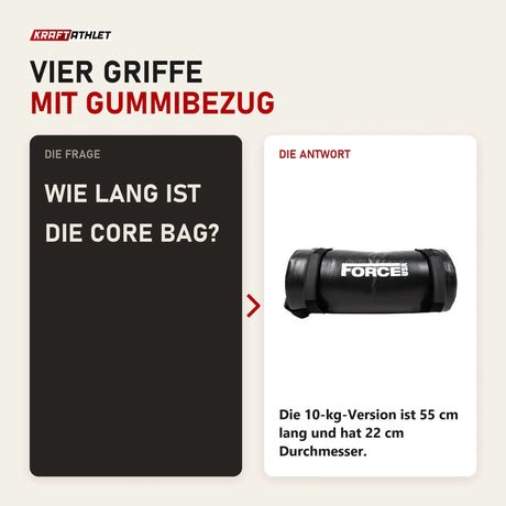 Frage und Antwort zu Force USA Endurance Core Bag 10 kg Sandbag: Wie lang ist die Core Bag?