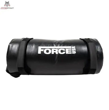 Force USA Endurance Core Bag 10 kg Sandbag in Schwarz mit weißem Logo und Griffen, liegende Seitenansicht