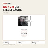 Maßbild Force USA F100 V2 All-In-One Trainer: Stellfläche 175 × 210 cm, Höhe 232 cm