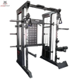 Force USA F100 V2 All-In-One Trainer in Schwarz, Schrägansicht mit Gewichtsstapel und Smith-Führung