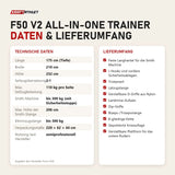 Technische Daten und Lieferumfang von Force USA F50 V2 All-In-One Trainer als Tabelle