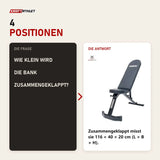 Frage und Antwort zu Force USA Folding FID Bench klappbare Hantelbank: Wie klein wird die Bank zusammengeklappt?