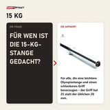Frage und Antwort zu Force USA Freedom Barbell V2: Für wen ist die 15-kg-Stange gedacht?