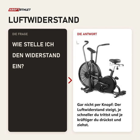 Frage und Antwort zu Force USA Freeform Air Bike: Wie stelle ich den Widerstand ein?
