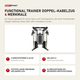 Force USA Functional Trainer Doppel-Kabelzug mit 4 Merkmalen: 2 Gewichtstürme à 60 kg, Seilzug 2:1, Feststellbare drehbare Umlenkrollen, Klimmzugstange mit mehreren Griffpositionen