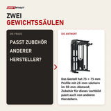 Frage und Antwort zu Force USA Functional Trainer Rack mit Half Rack: Passt Zubehör anderer Hersteller?