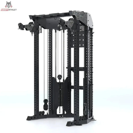 Force USA Functional Trainer Rack mit Half Rack in Schwarz, Seitenansicht mit Klimmzugstange
