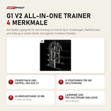 Force USA G1 V2 All-In-One Trainer mit 4 Merkmalen: Power Rack und Doppel-Seilzug 2:1, 21 Positionen für die Seilführung, Klimmzugstange 32 mm, Landmine und TRX-Halterung inklusive