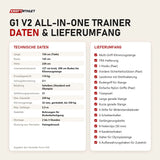 Technische Daten und Lieferumfang von Force USA G1 V2 All-In-One Trainer als Tabelle