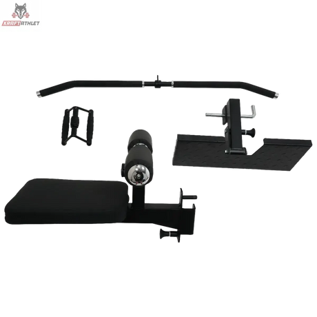 Force USA G1 V2 Upgrade Kit, alle Einzelteile mit Stange, Polstern und Fußplatte vor schwarzem Hintergrund