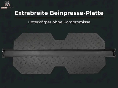 Force USA G10 & G15 Upgrade Kit, Grafik zur breiten Beinpresse-Platte vor dunklem Hintergrund