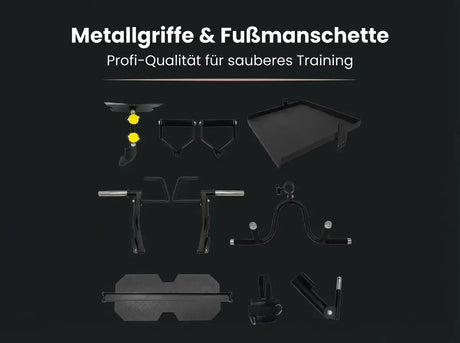 Force USA G10 & G15 Upgrade Kit, Grafik zu Kabelgriffen und Fußmanschette vor dunklem Hintergrund