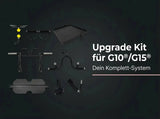 Force USA G10 & G15 Upgrade Kit, Übersichtsgrafik mit allen Teilen und Titel vor dunklem Hintergrund