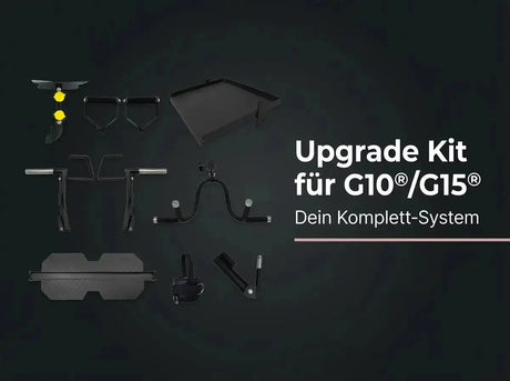 Force USA G10 & G15 Upgrade Kit, Übersichtsgrafik mit allen Teilen und Titel vor dunklem Hintergrund