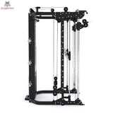 Force USA G12 V2 All-In-One Trainer in Schwarz, Seitenansicht mit Beinpressen-Rahmen